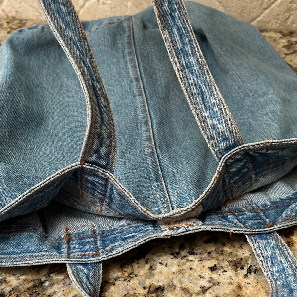 Vintage Hand Crafted Denim Tote with Colorful Patches - Picture 15 of 15